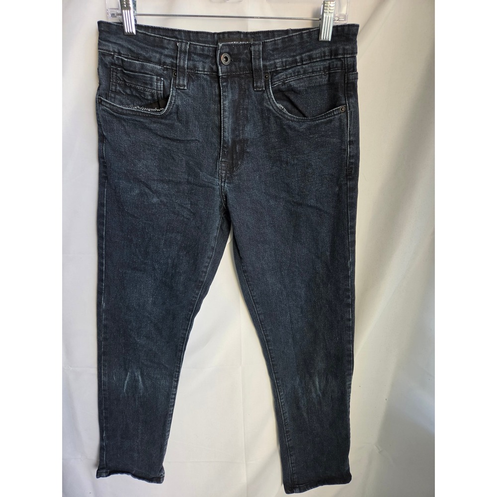 Kenneth Cole Jeans Mens Black Dark Wash Slim Mid Rise Tapered